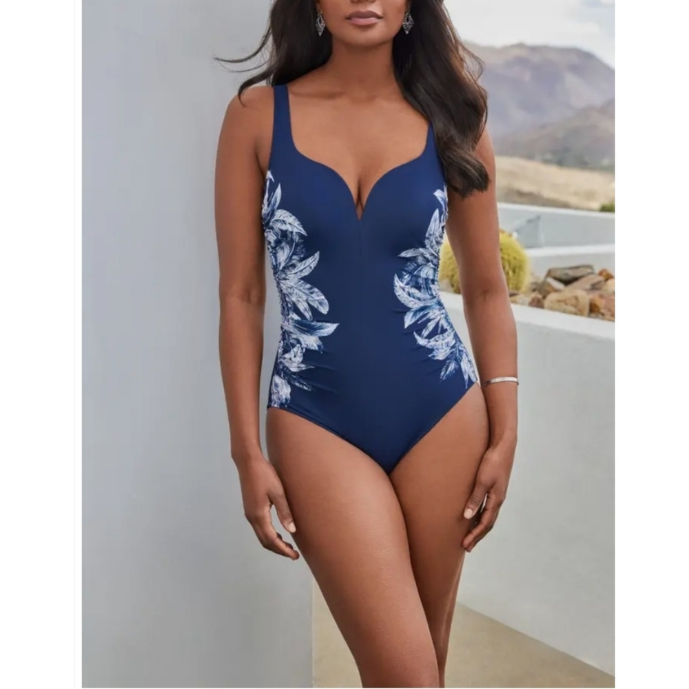 Miraclesuit | Tropica Toile Temptress One Piece Flattering Swimsuit Size 10